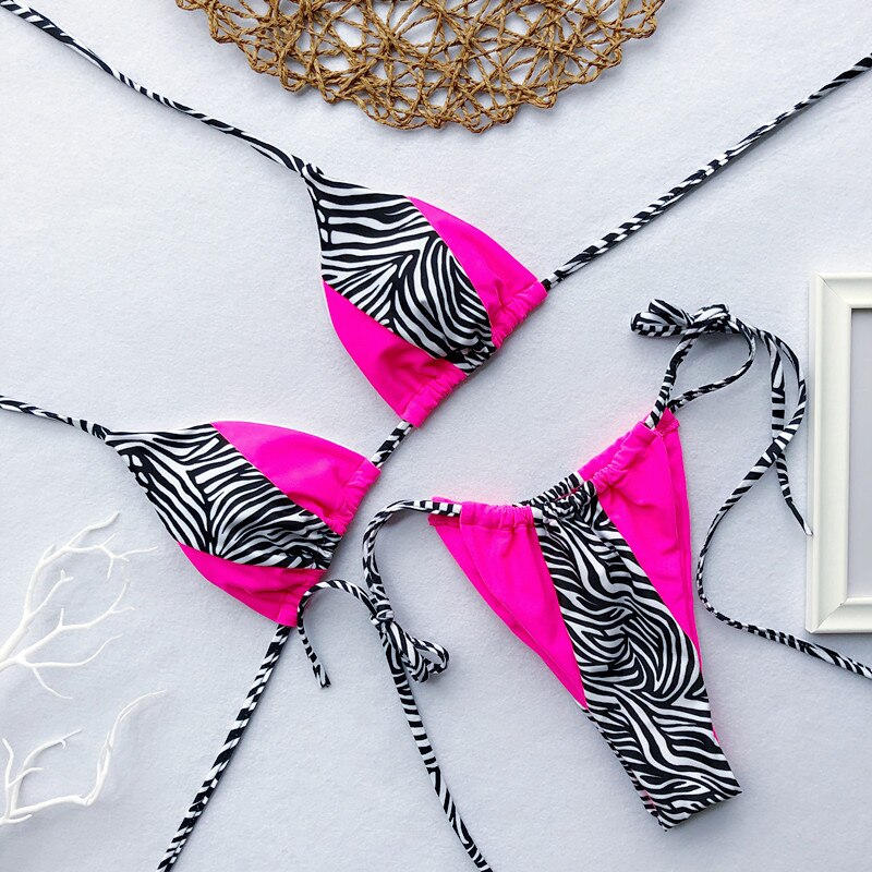 neon biquini Micro string swimsuit push up