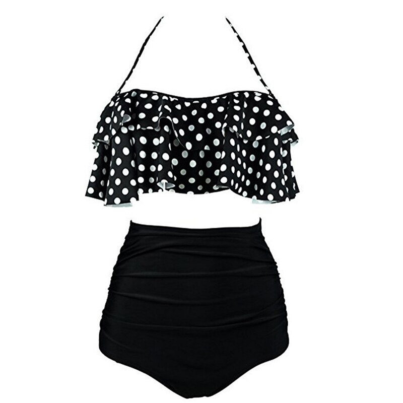 High Waist Swimsuits Ruffles Bikinis