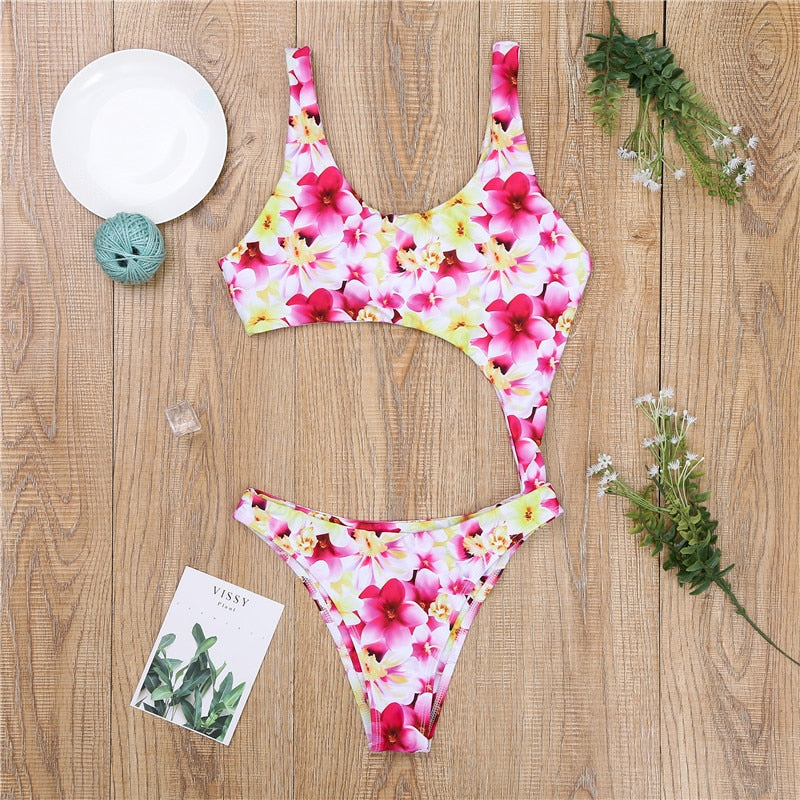 Peachtan Hollow out one piece swimsuit