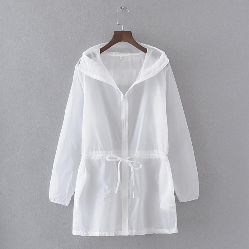 Summer Thin White Hooded Sunproof Cardigan Beach Blouse