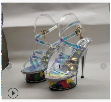 Transparent Stripper Heels Shoes Size 34-43