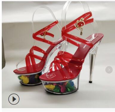 Transparent Stripper Heels Shoes Size 34-43