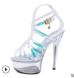 Transparent Stripper Heels Shoes Size 34-43