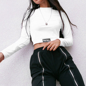 turtleneck long sleeve crop top
