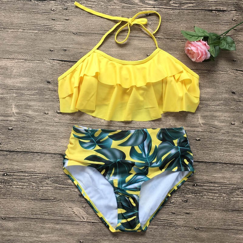 High Waist Swimsuits Ruffles Bikinis