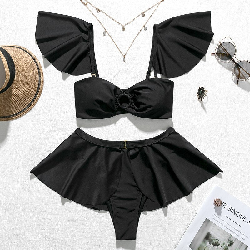 swimsuit with skirt Sexy high waist bikini