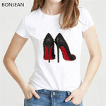 high heels shoes print vogue t shirt