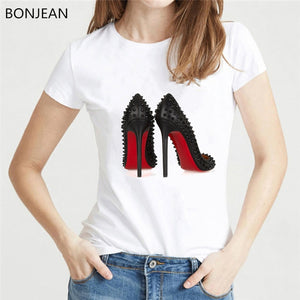 high heels shoes print vogue t shirt