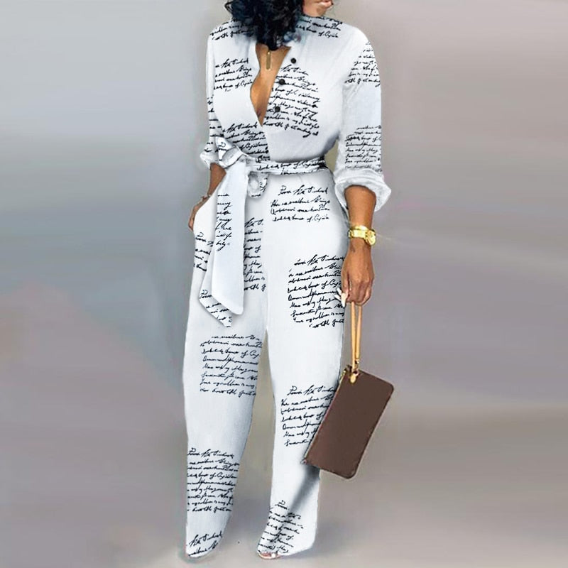 Lady Office print jumpsuit