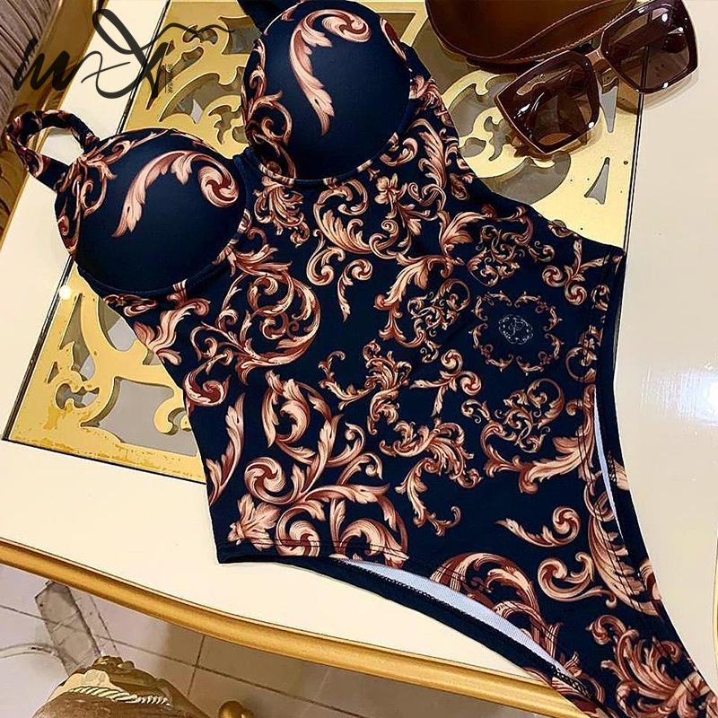 Paisley print one piece swimsuit