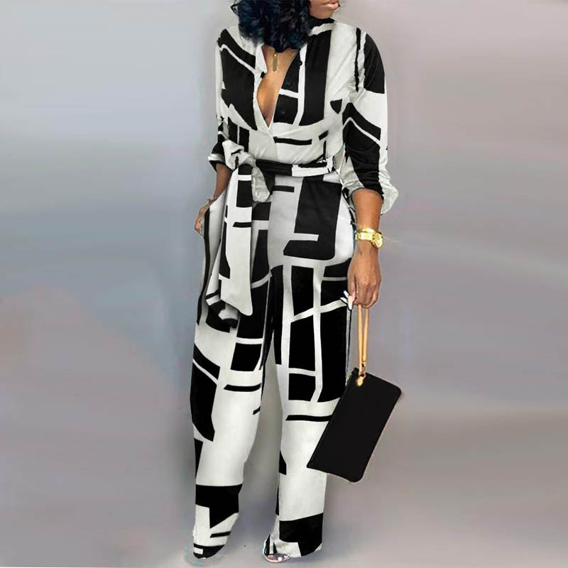 Lady Office print jumpsuit