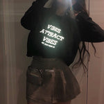 Reflective Letter Print Casual Sweatshirt