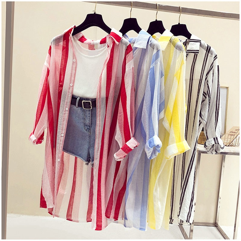 Summer Sun Protection Stripe Coat