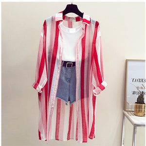 Summer Sun Protection Stripe Coat