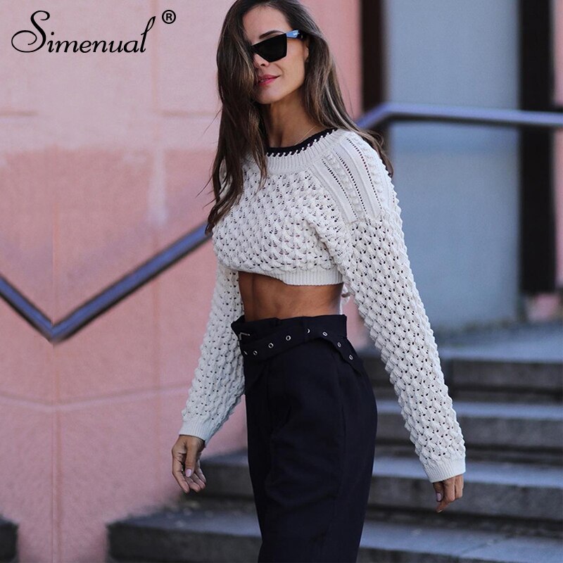 Simenual Cropped Pullovers