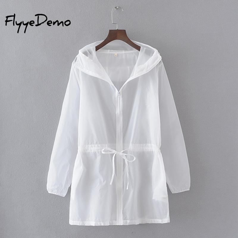 Summer Thin White Hooded Sunproof Cardigan Beach Blouse