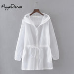 Summer Thin White Hooded Sunproof Cardigan Beach Blouse