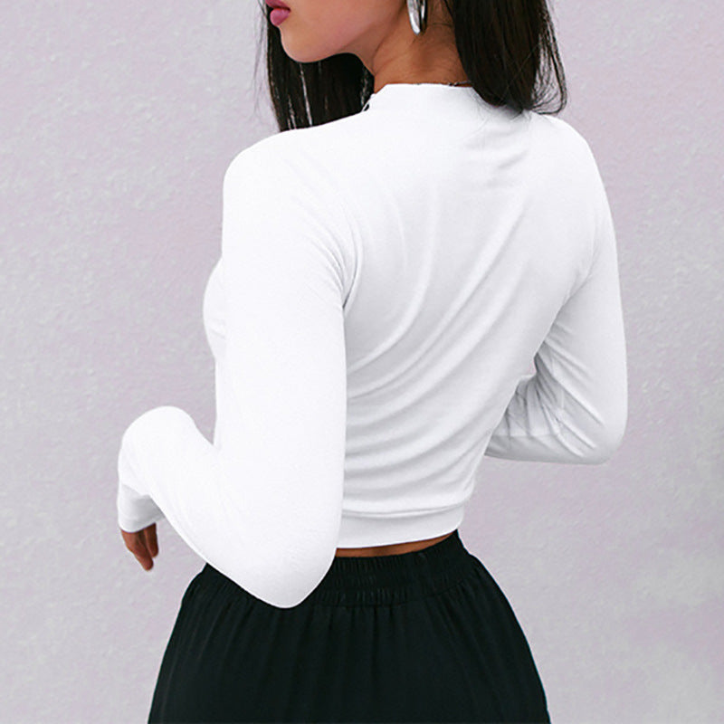 turtleneck long sleeve crop top