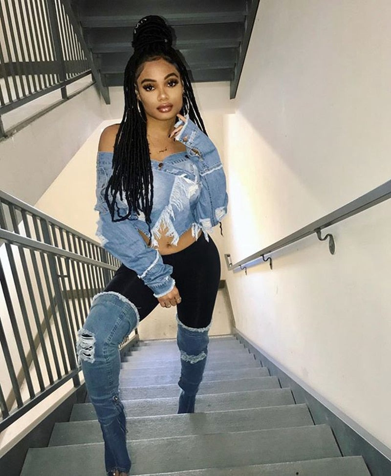 SEXY DENIM BOYFRIEND JACKET