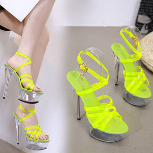 Transparent Stripper Heels Shoes Size 34-43