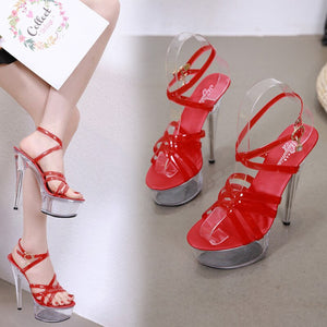 Transparent Stripper Heels Shoes Size 34-43