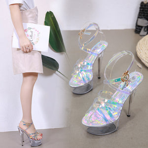 Transparent Stripper Heels Shoes Size 34-43