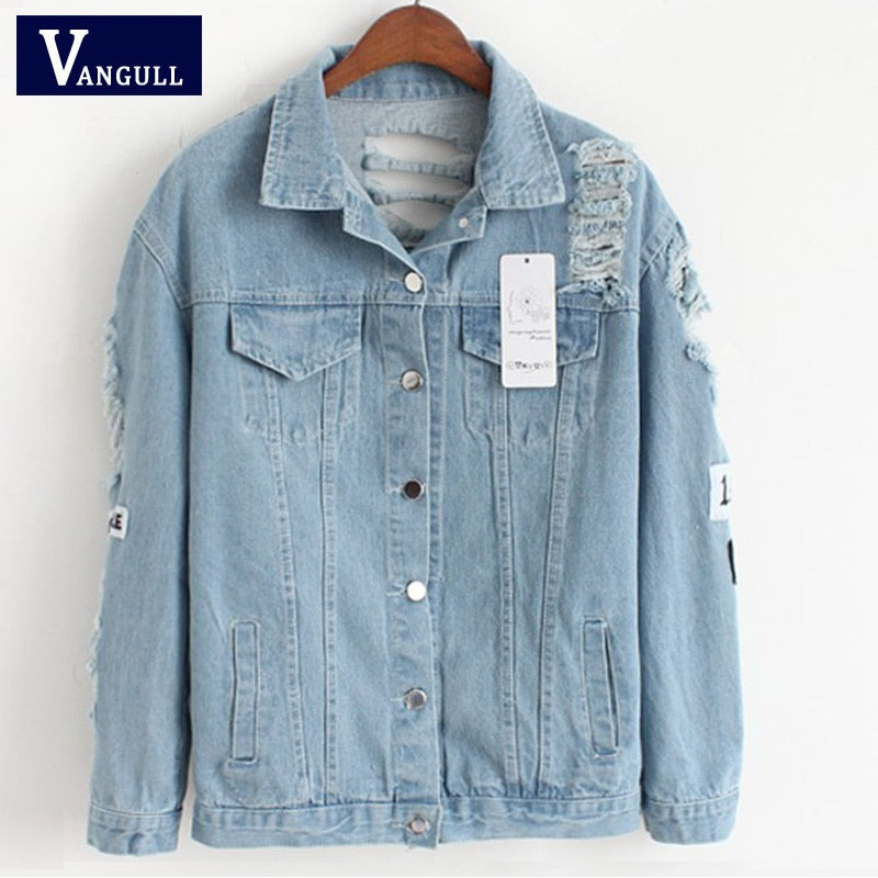 Women Frayed Denim Bomber Jacket