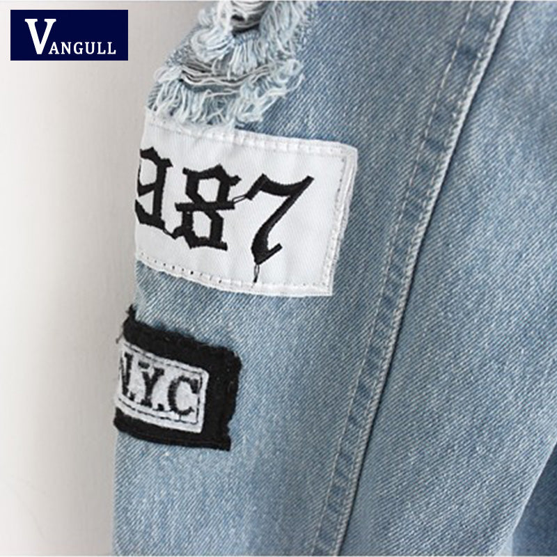 Women Frayed Denim Bomber Jacket