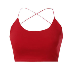 Overlap Cross Sling Backless Crop Tank