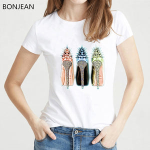 high heels shoes print vogue t shirt