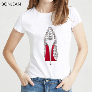 high heels shoes print vogue t shirt