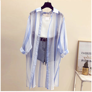 Summer Sun Protection Stripe Coat