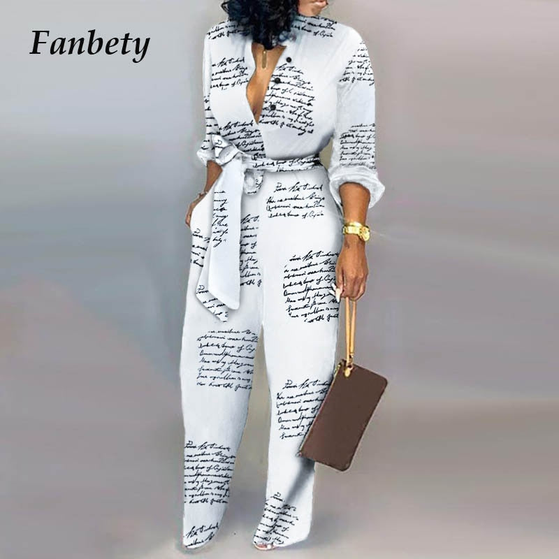 Lady Office print jumpsuit