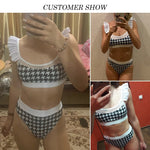 High waist swimsuit Plaid mesh bikini